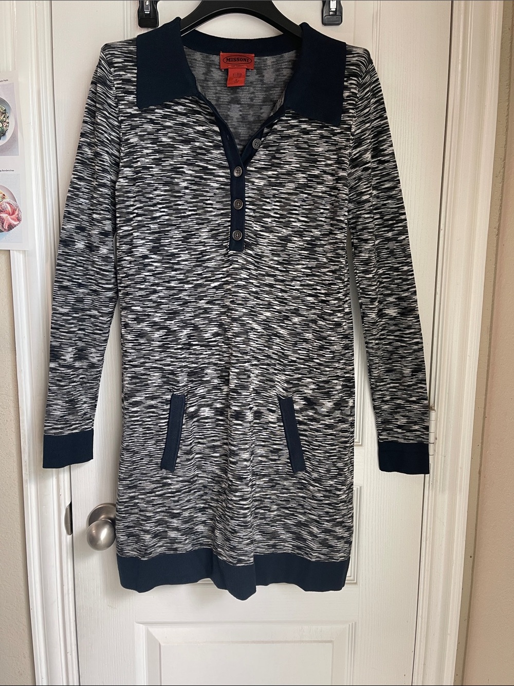 Missoni for Target Black and White Marled V-Neck Polo Sweater